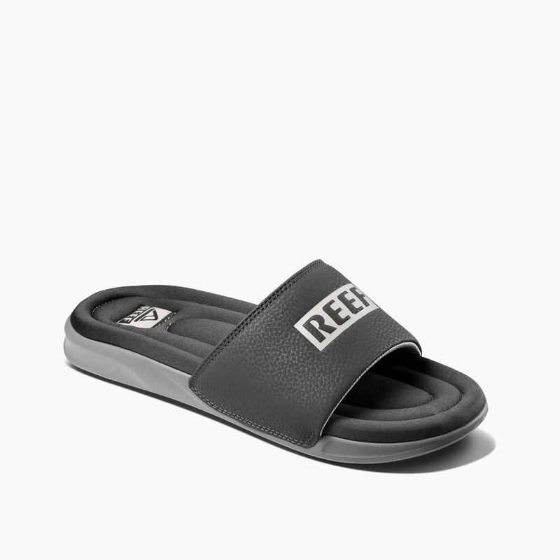 Men\'s Reef One Puff Slides Grey / White | Hwbvb4YpSwJ