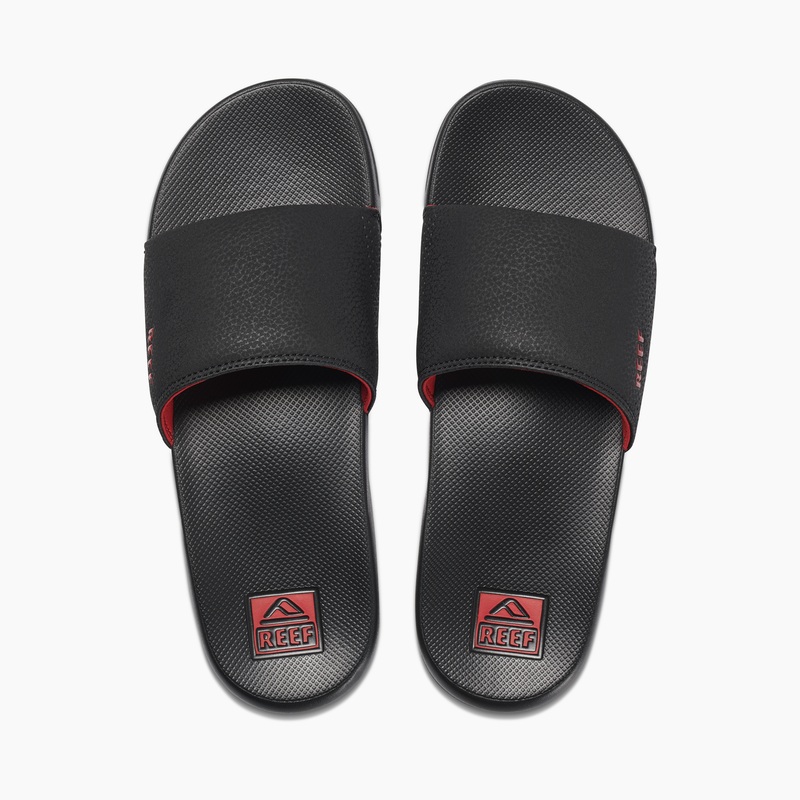 Men\'s Reef Reef One Slides Black / Red | qCk045uQPlh