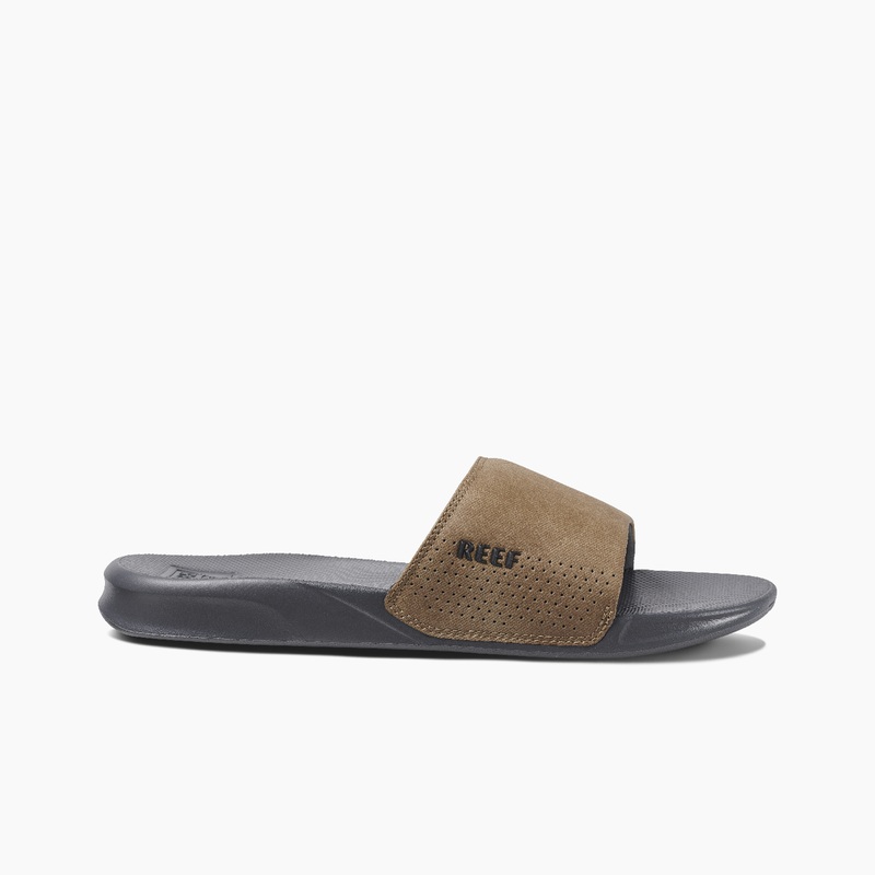 Men's Reef Reef One Slides Grey / Brown | 8j8WTWeGoTo