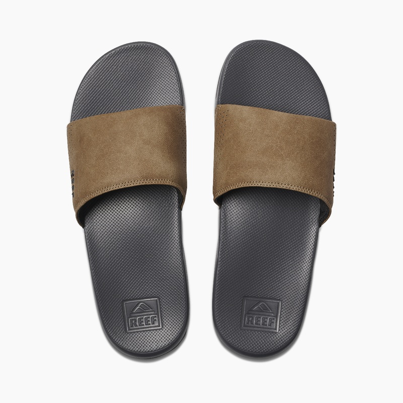 Men\'s Reef Reef One Slides Grey / Brown | 8j8WTWeGoTo