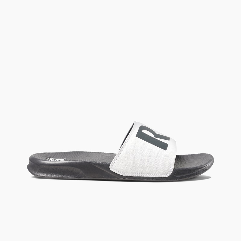 Men's Reef Reef One Slides Grey / White | sqVvVUJ1S6Y