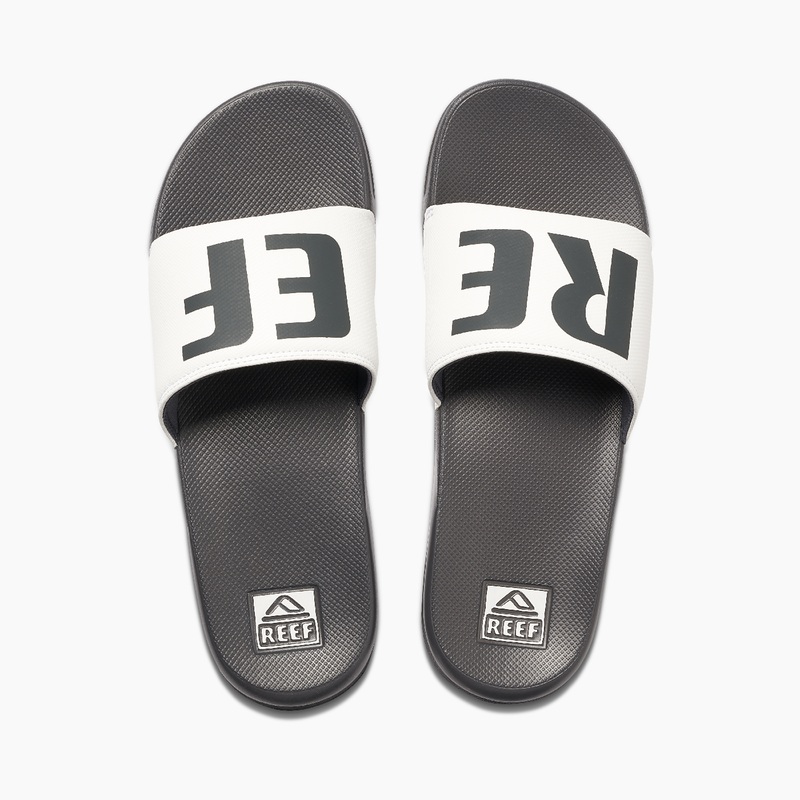 Men\'s Reef Reef One Slides Grey / White | sqVvVUJ1S6Y