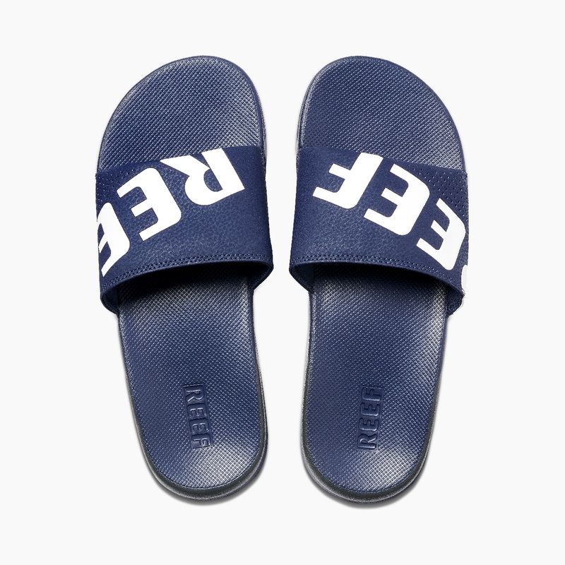 Men\'s Reef Reef One Slides Navy / White | nRf3xjyLc7e