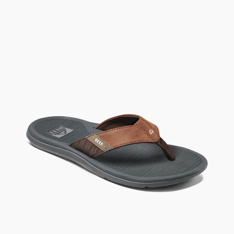 Men's Reef Santa Ana Flip Flops Grey / Brown | xUGKtefcc4W