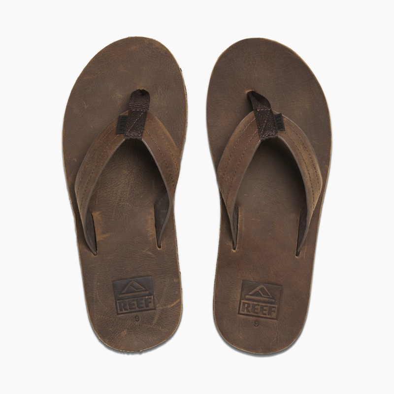 Men's Reef Voyage Le Swellular Flip Flops Dark Brown | 2axCqrYLq35