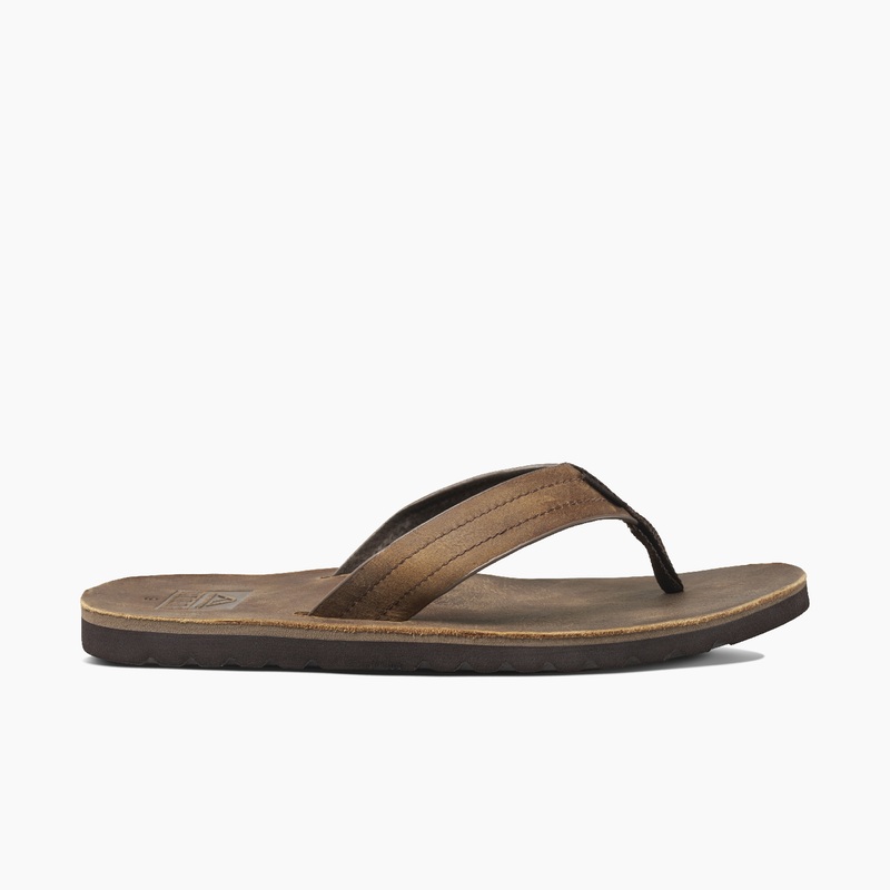 Men's Reef Voyage Le Swellular Flip Flops Dark Brown | 2axCqrYLq35