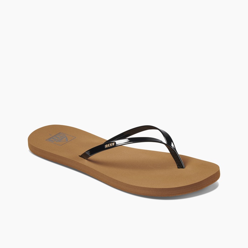 Women's Reef Bliss Nights Flip Flops Black / Brown | UjUtO2a56ry