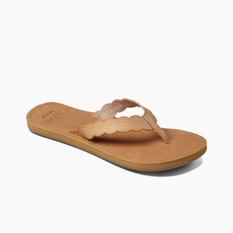 Women's Reef Cushion Celine Flip Flops Beige | B15S6upsttQ