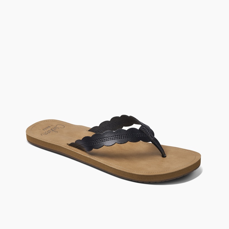 Women's Reef Cushion Celine Flip Flops Black / Brown | OYbYf3z42Sq