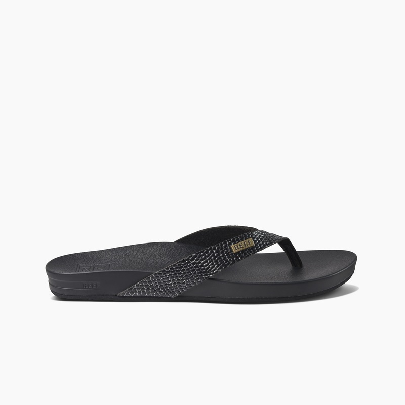 Women's Reef Cushion Court Flip Flops Black | hiTaZCPrX3A