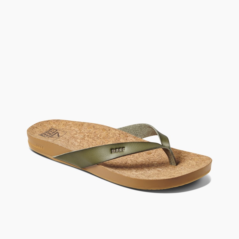 Women's Reef Cushion Court Flip Flops Olive | fD702QFWiH7