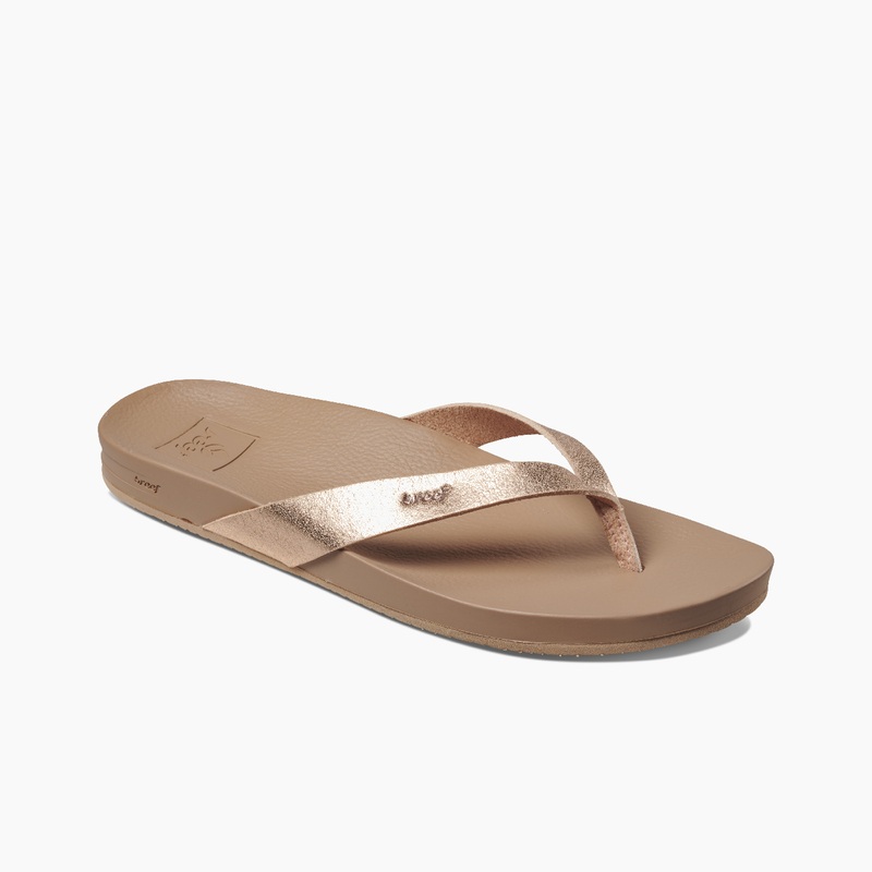 Women's Reef Cushion Court Flip Flops Rose Gold | 7HuEUIJFrbm