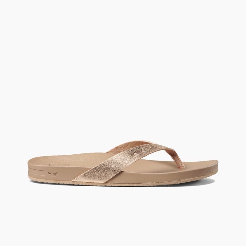 Women's Reef Cushion Court Flip Flops Rose Gold | 7HuEUIJFrbm