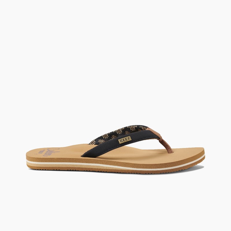 Women's Reef Cushion Sands Flip Flops Black / Brown | UyB7AA9GtMe