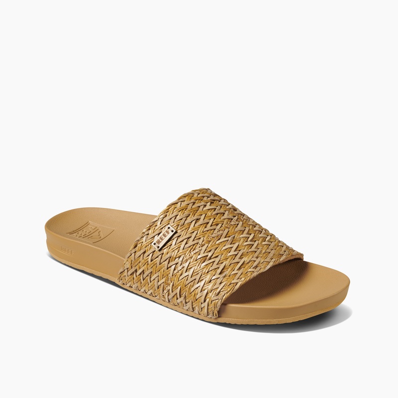 Women's Reef Cushion Scout Braids Slides Beige | NEIFfUmqX2z