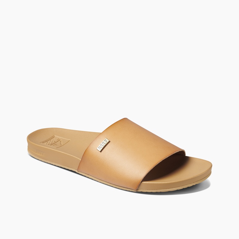 Women's Reef Cushion Scout Slides Beige | M61AvOBE2jI