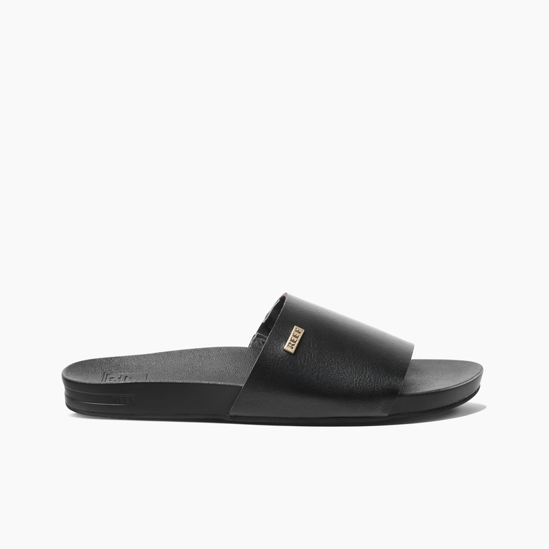 Women's Reef Cushion Scout Slides Black | eSqjUqzDSGq