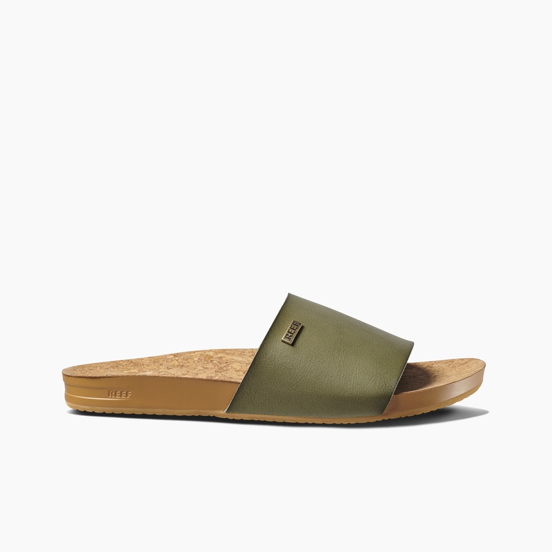 Women's Reef Cushion Scout Slides Olive | ORcYusQcvU9