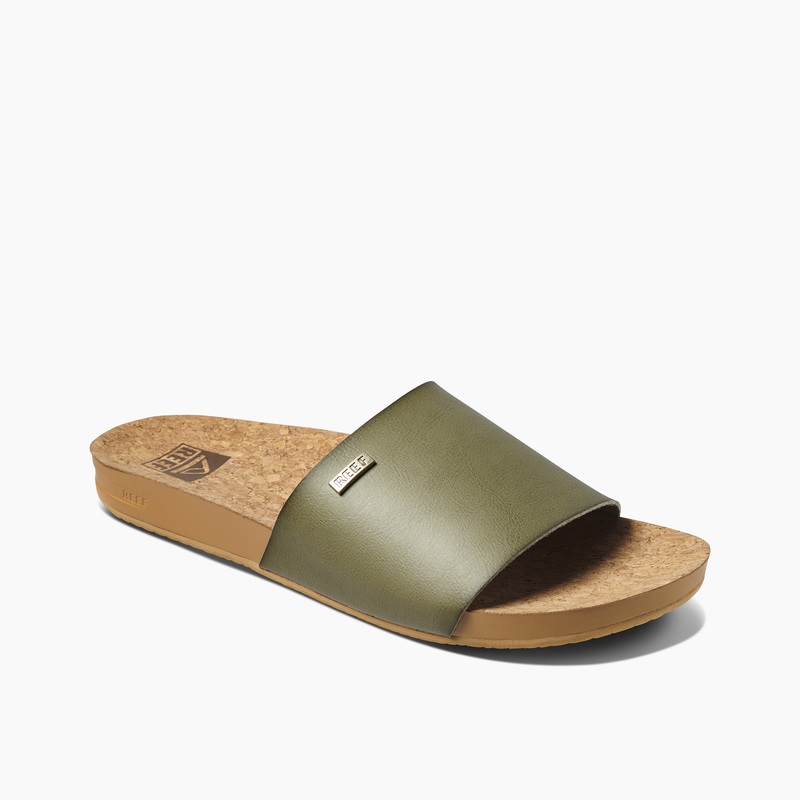 Women's Reef Cushion Scout Slides Olive | ORcYusQcvU9