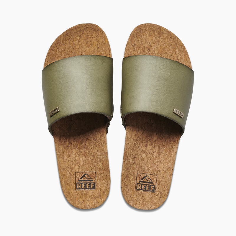 Women\'s Reef Cushion Scout Slides Olive | ORcYusQcvU9