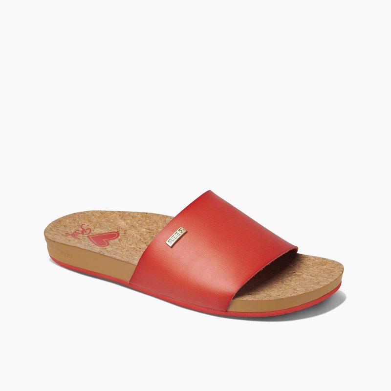 Women's Reef Cushion Scout Slides Red | 7JAGBSCeq0a