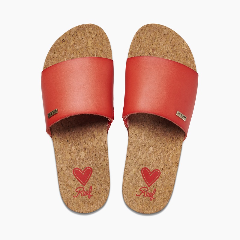 Women\'s Reef Cushion Scout Slides Red | 7JAGBSCeq0a