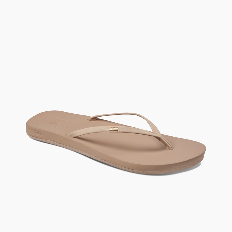 Women's Reef Cushion Slim Flip Flops Beige | oIDq8WH0lKn