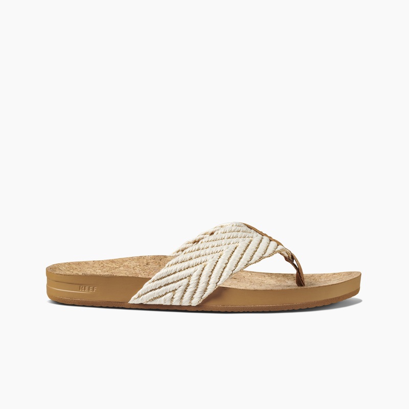 Women's Reef Cushion Strand Flip Flops Beige | t5cYHVBVYk9