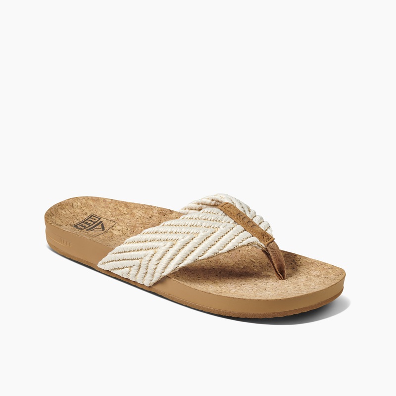 Women's Reef Cushion Strand Flip Flops Beige | t5cYHVBVYk9