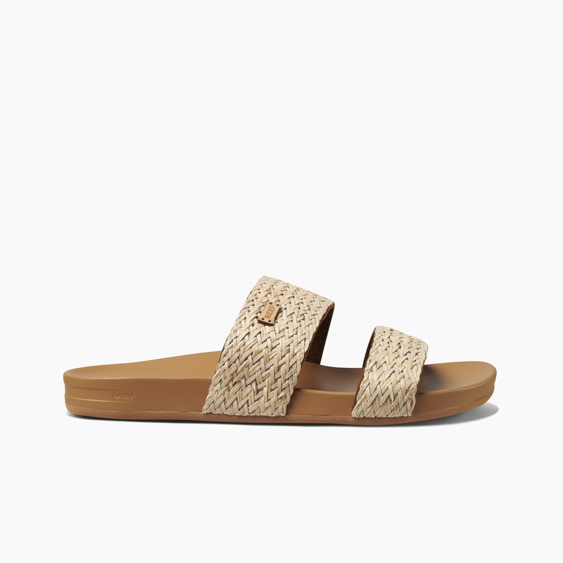 Women's Reef Cushion Vista Braid Slides Beige | M1qAbX3WCSu