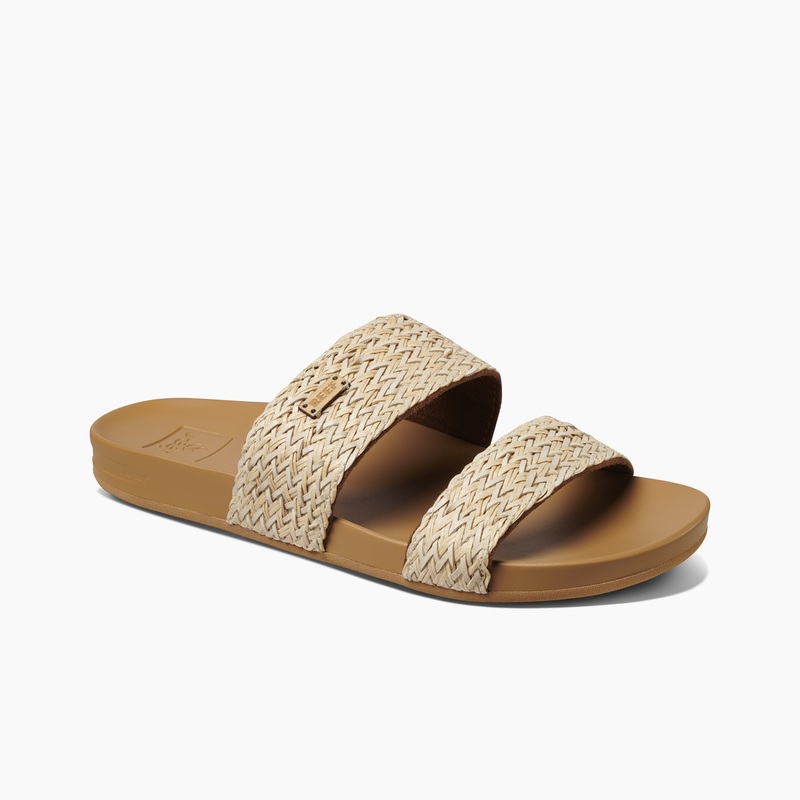 Women's Reef Cushion Vista Braid Slides Beige | M1qAbX3WCSu