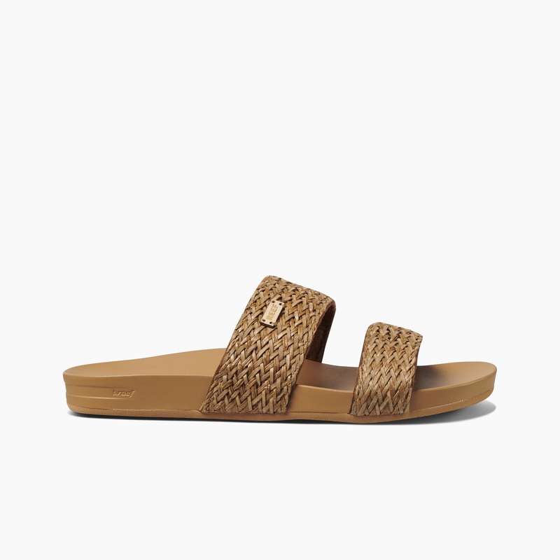 Women's Reef Cushion Vista Braid Slides Beige | lxQ0bez8xAP