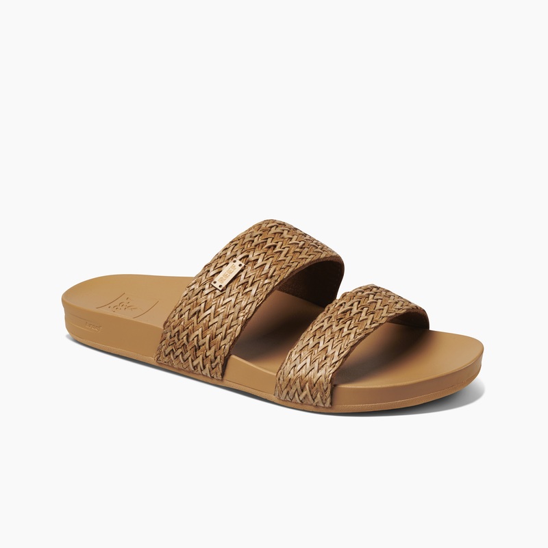 Women's Reef Cushion Vista Braid Slides Beige | lxQ0bez8xAP