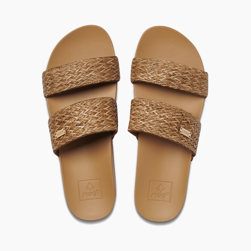 Women\'s Reef Cushion Vista Braid Slides Beige | lxQ0bez8xAP