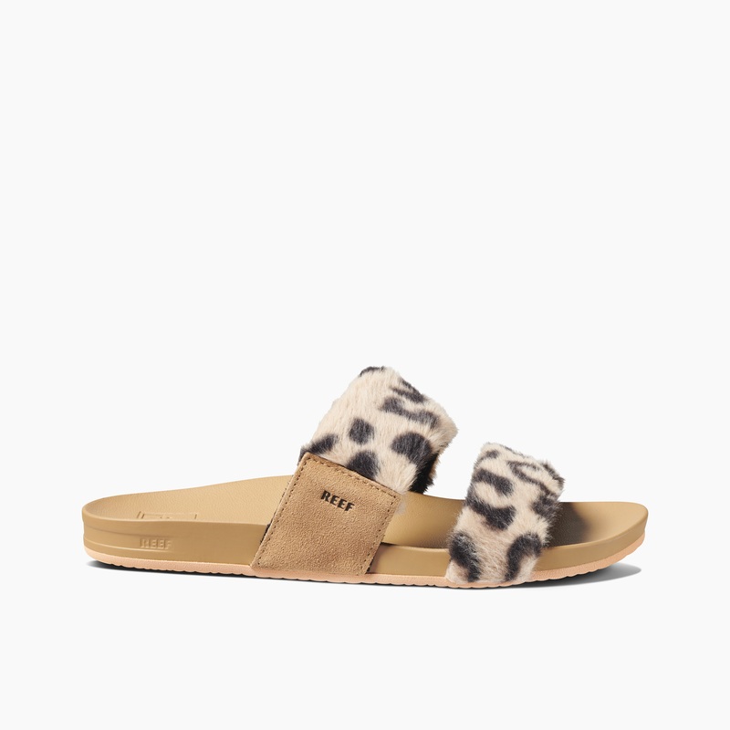 Women's Reef Cushion Vista Cozy Slides Leopard | izEaXhVDInz