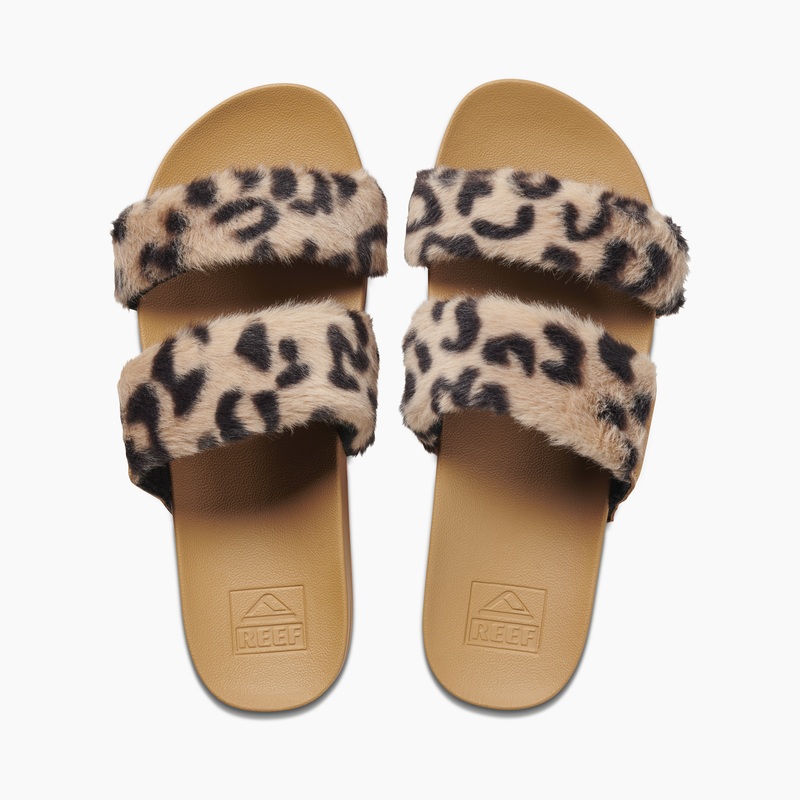 Women\'s Reef Cushion Vista Cozy Slides Leopard | izEaXhVDInz