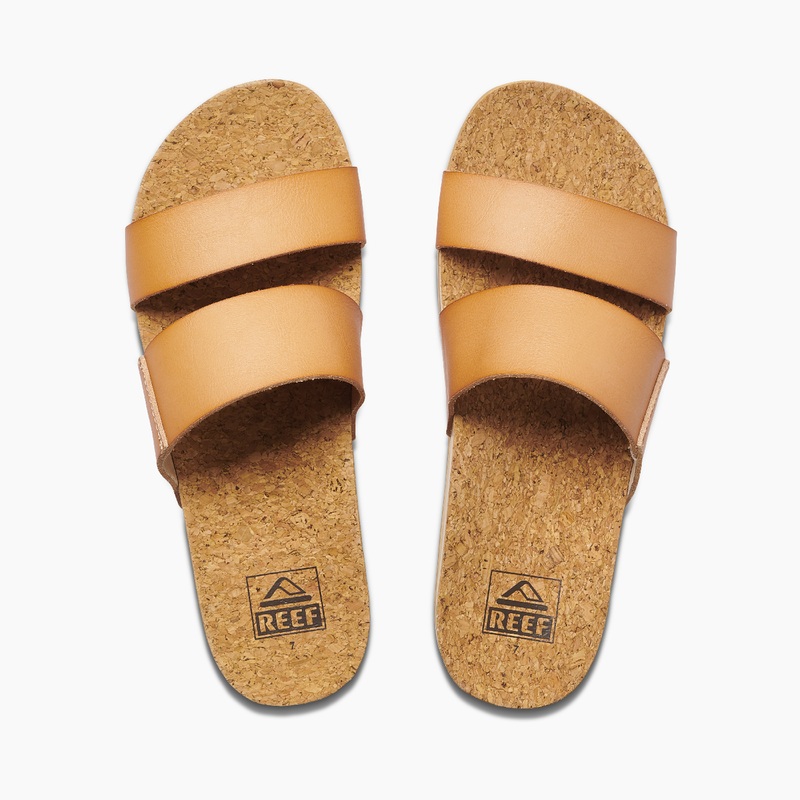 Women's Reef Cushion Vista Hi Slides Beige | 9WW2ZBhqwgV