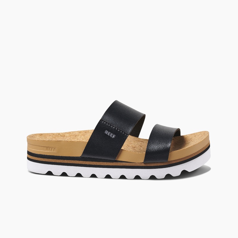 Women's Reef Cushion Vista Hi Slides Black | OyEAZ4u5VXA