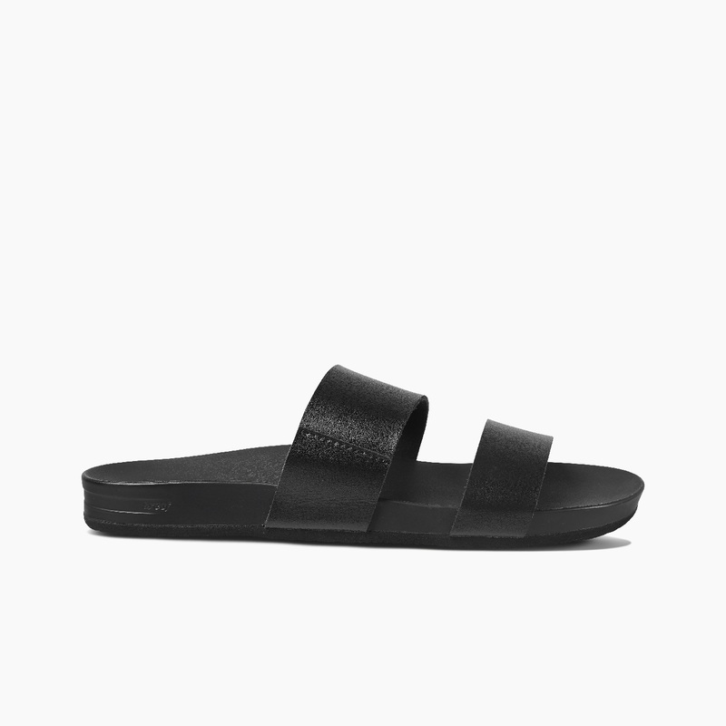 Women's Reef Cushion Vista Slides Black | CwrW0LsgVC2