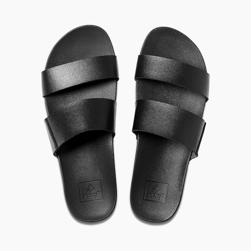 Women\'s Reef Cushion Vista Slides Black | CwrW0LsgVC2