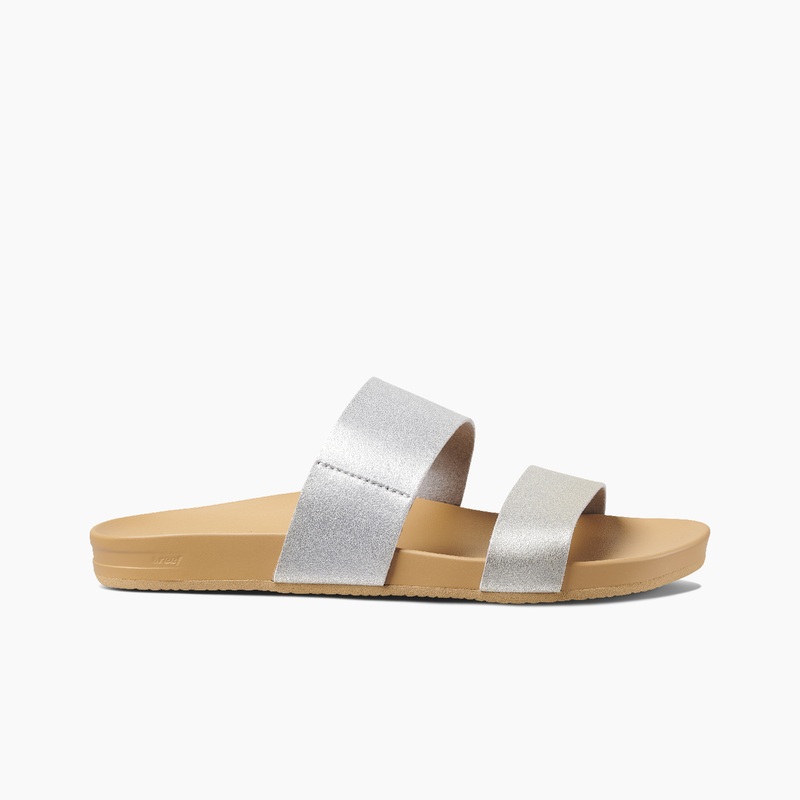 Women's Reef Cushion Vista Slides Silver | NoHOIl5ZFhq