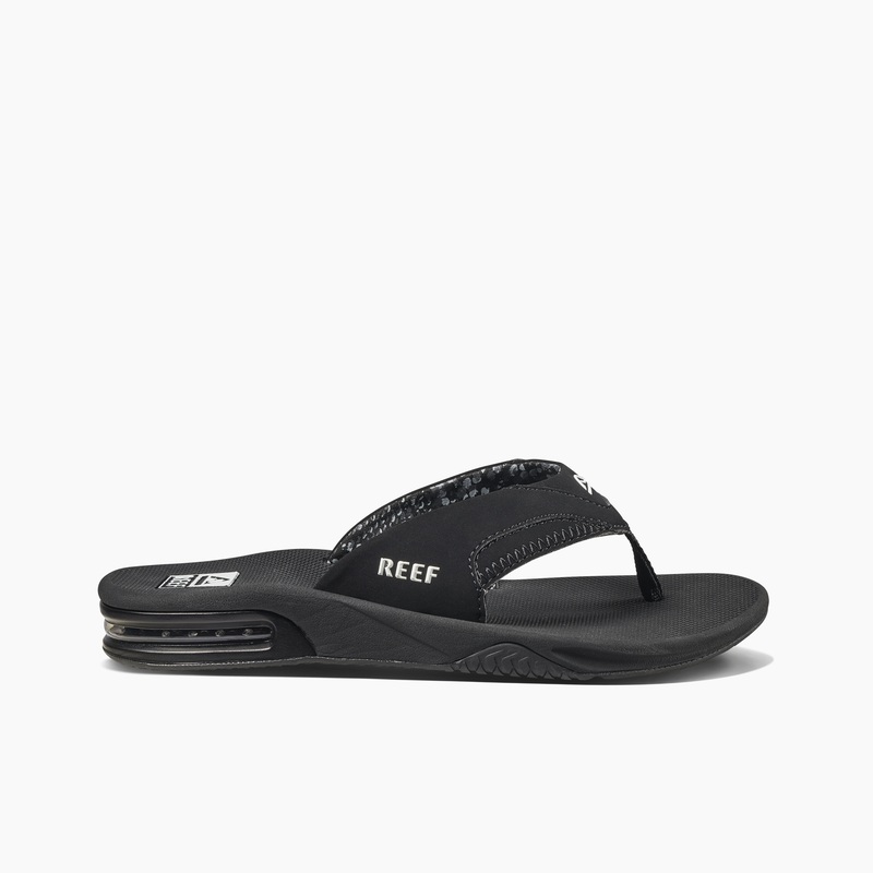 Women's Reef Fanning Flip Flops Black | NraihtpmfMS