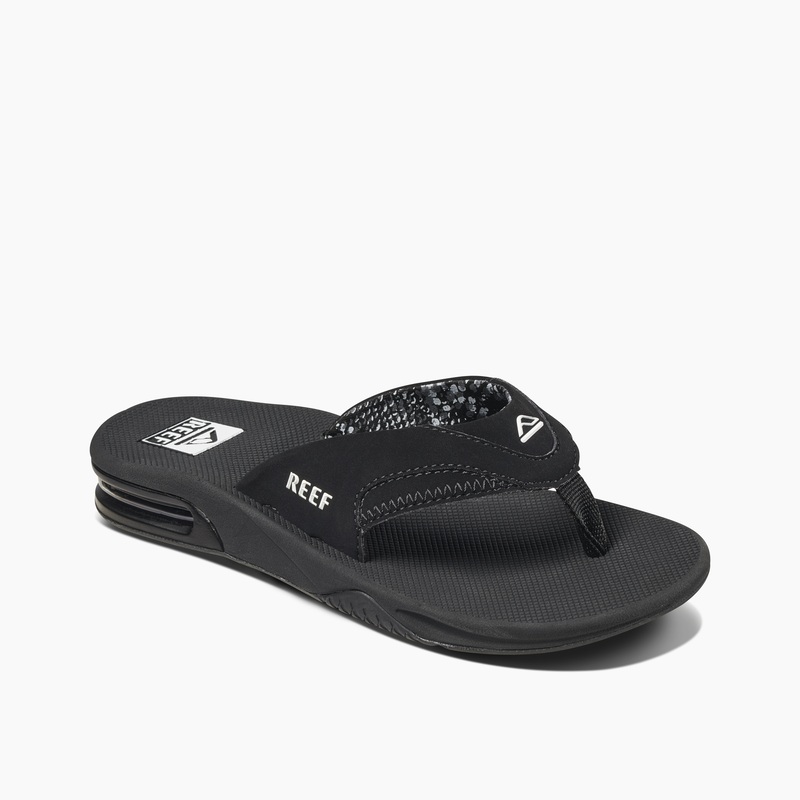 Women's Reef Fanning Flip Flops Black | NraihtpmfMS