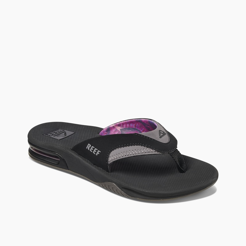 Women's Reef Fanning Flip Flops Black / Grey | ew7rDrycBuy