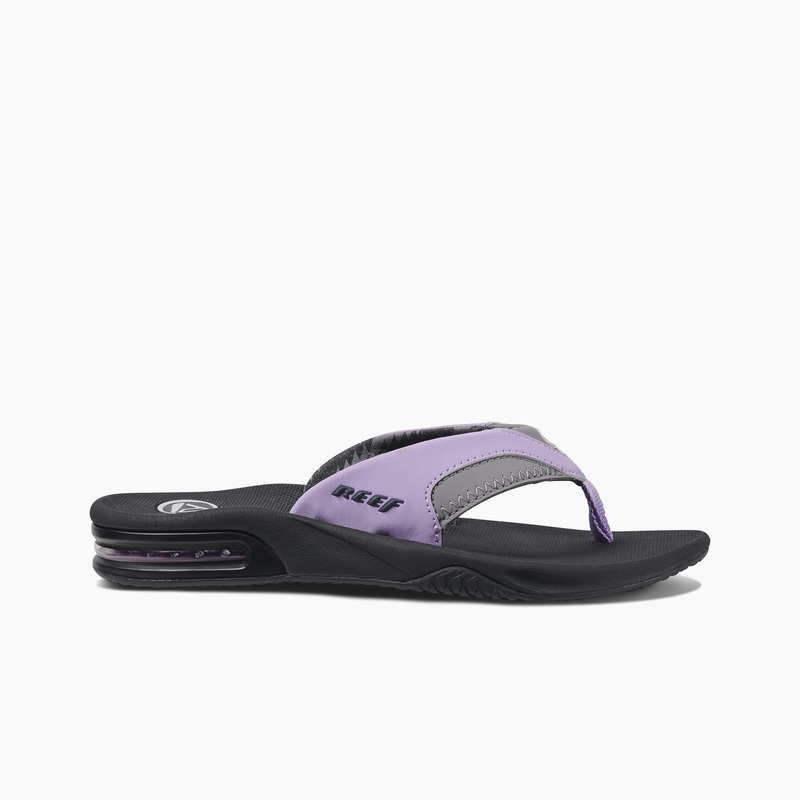 Women's Reef Fanning Flip Flops Grey / Purple | 4AWxrsROTch