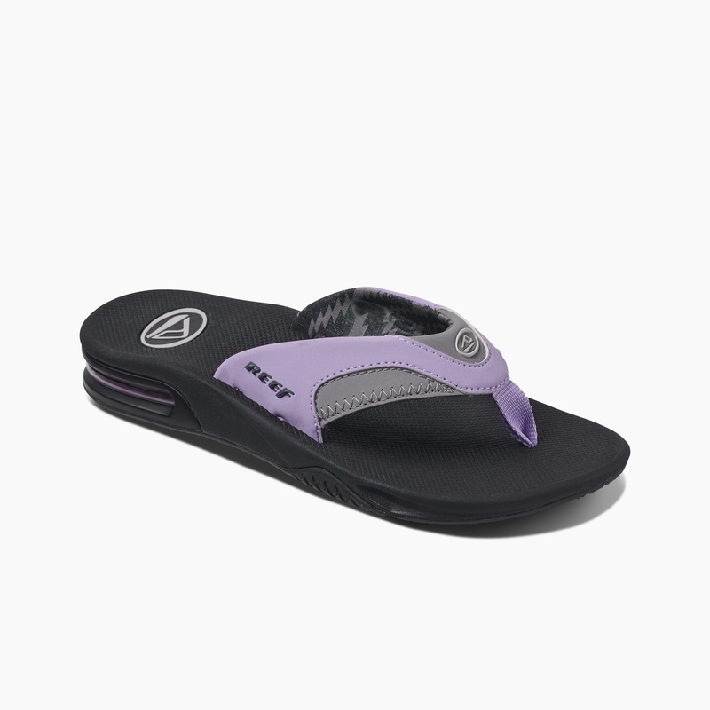 Women's Reef Fanning Flip Flops Grey / Purple | 4AWxrsROTch