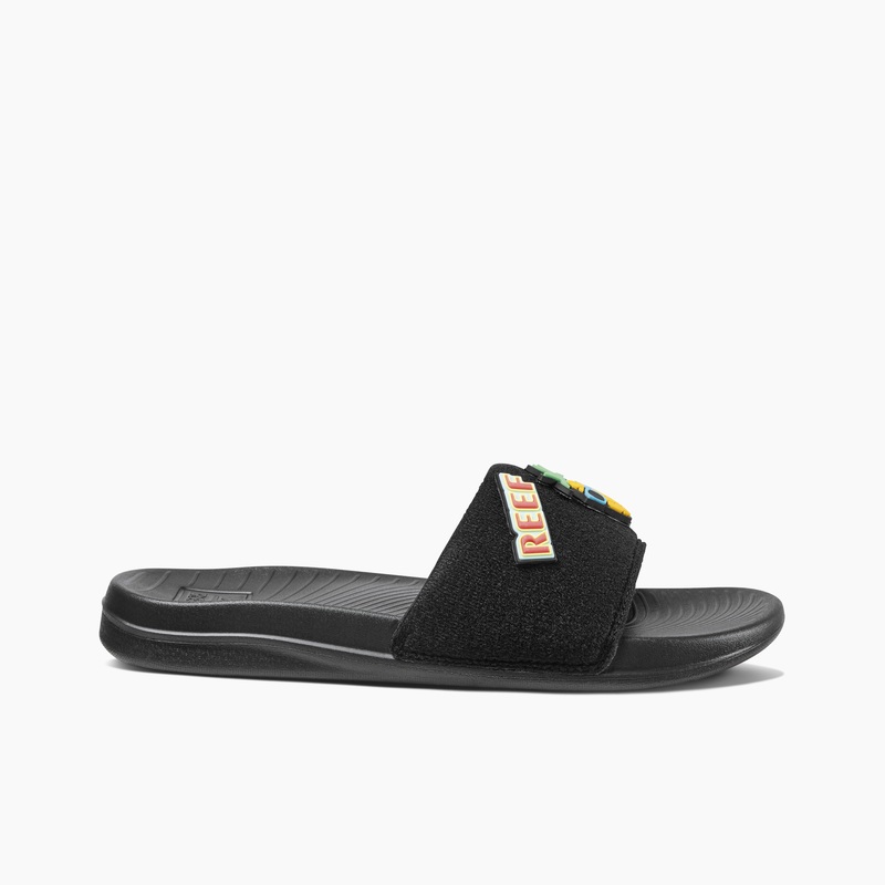 Women's Reef Patch Me Up Slides Black | nBX12JvftUr