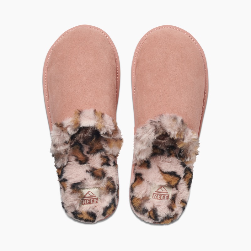 Women's Reef Reef Cozy Slippers Pink Leopard | QjPB58Ua2cG