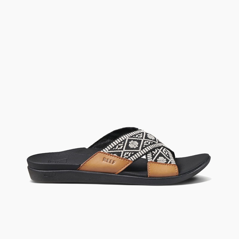 Women's Reef Reef Ortho X Slides Black | Ay8B8Z4paBR