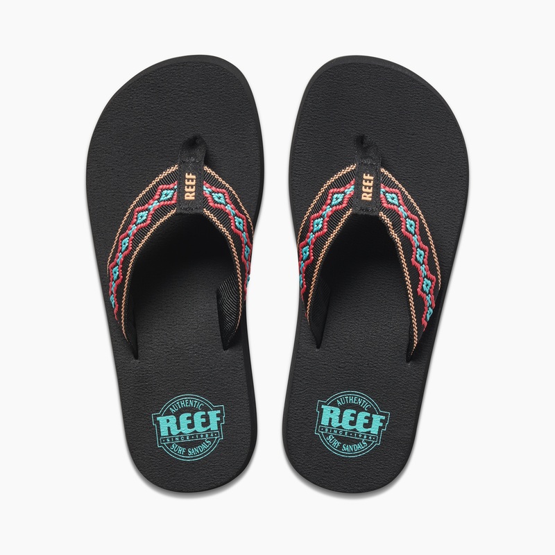 Women\'s Reef Sandy Flip Flops Black / Light Turquoise | id5UyicSWRm